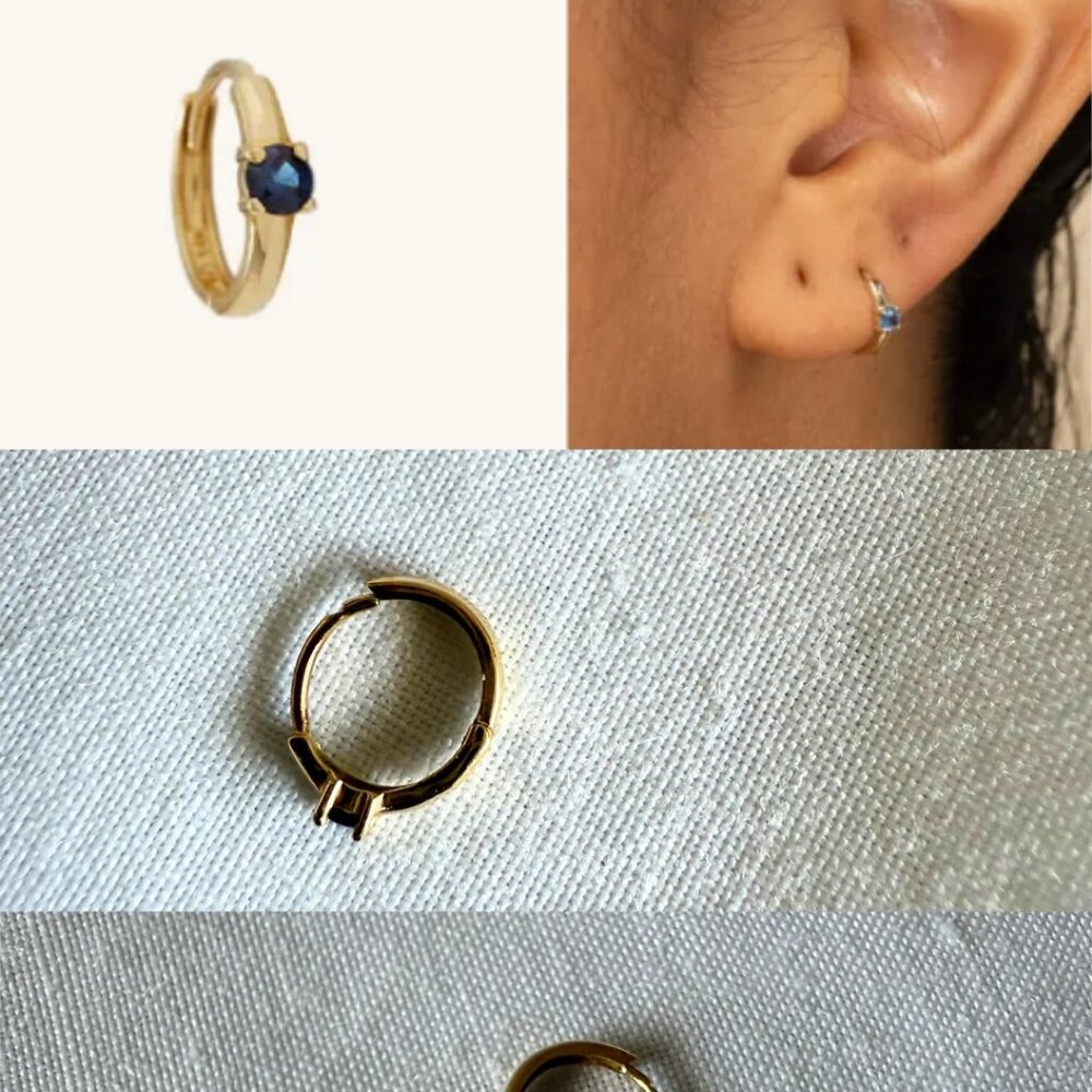 Mejuri Sapphire and gold huggie